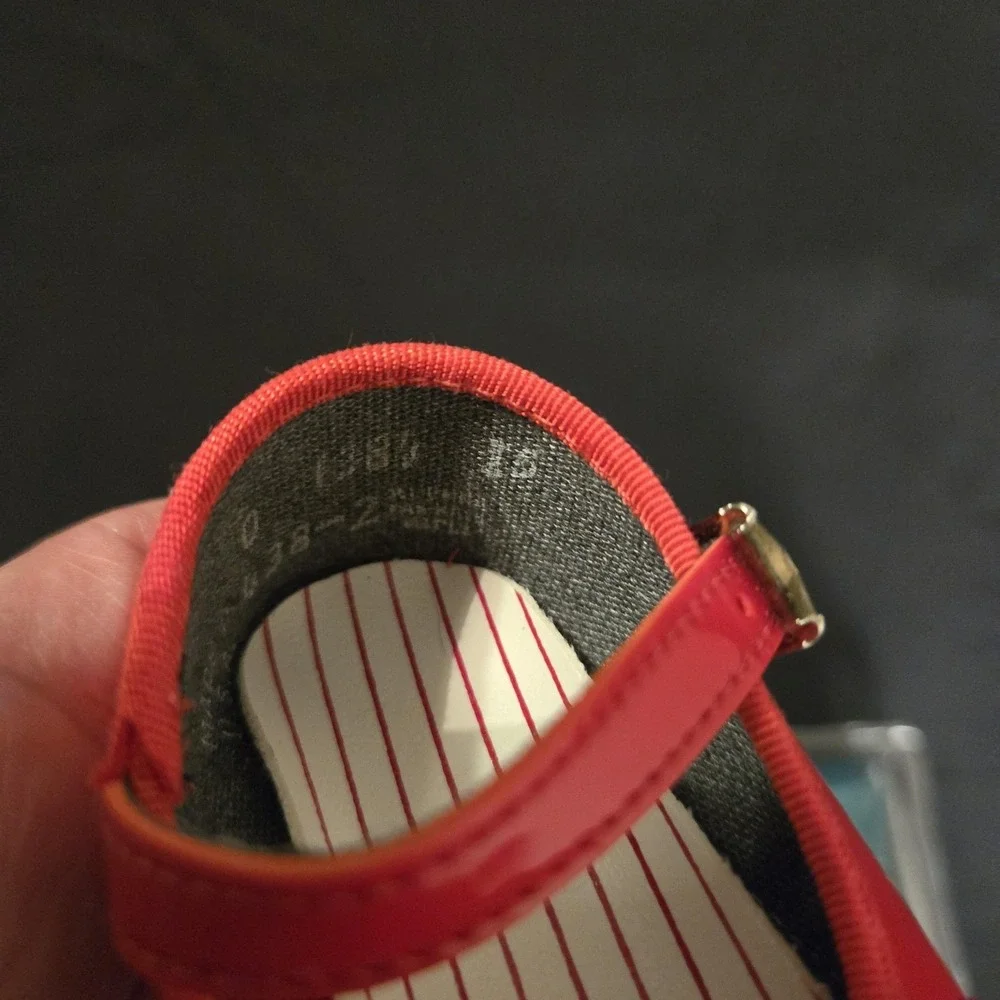 Wee Kids Dress Shoes USA Girls‎ Newborn Size 0 Red Patent Mary Jane Bow Crib VTG